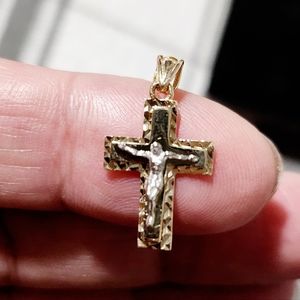 Guaranteed Italian 14k real gold cross pendant new
